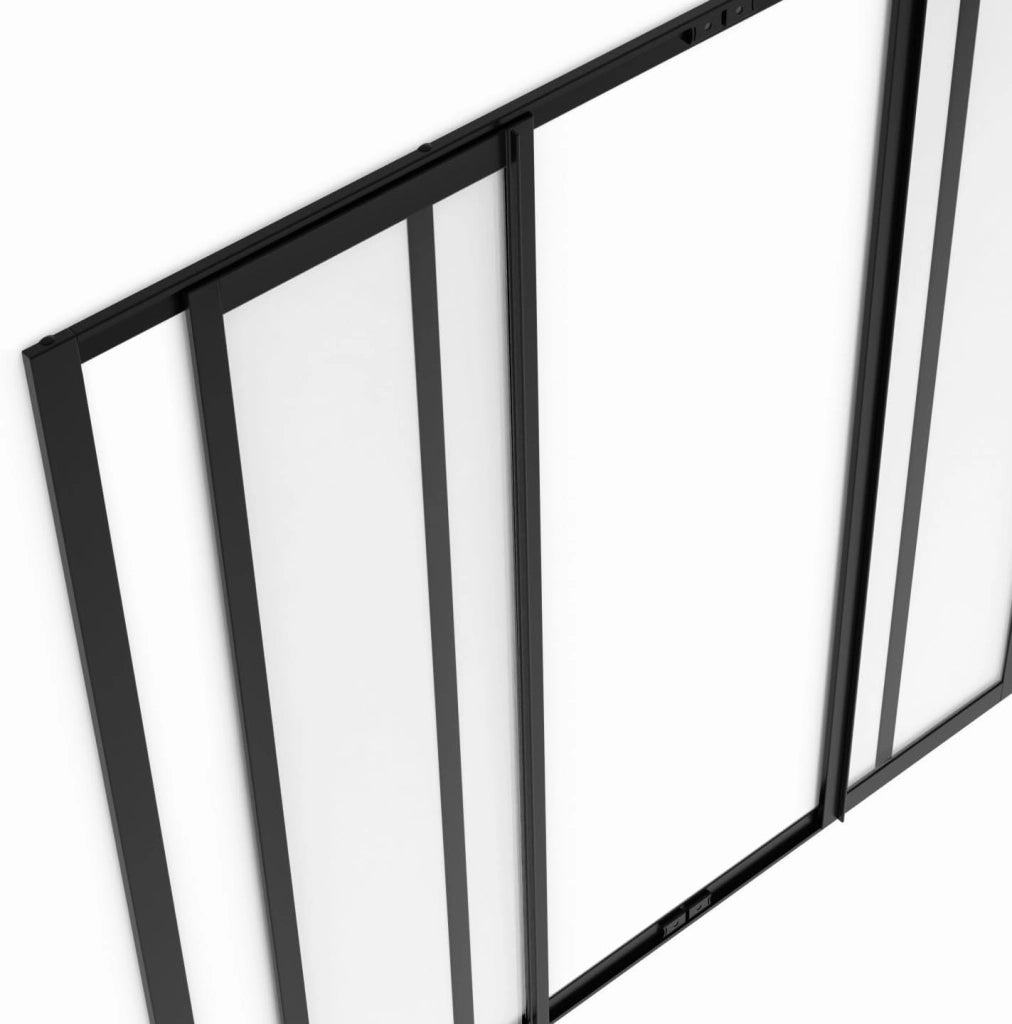 IDMarket - Tetto in Vetro dell'officina Scorrevole a 4 Pannelli L. 120 x H.108 cm in Metallo Nero e Vetro temperato