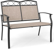 Panca da Esterno per 2 Persone, Divano in Metallo Robusto con Tessuto Traspirante, Tessuto in Textilene, con Braccioli Curvi per Giardino, Veranda, Piscina, Portata Massima 300 kg