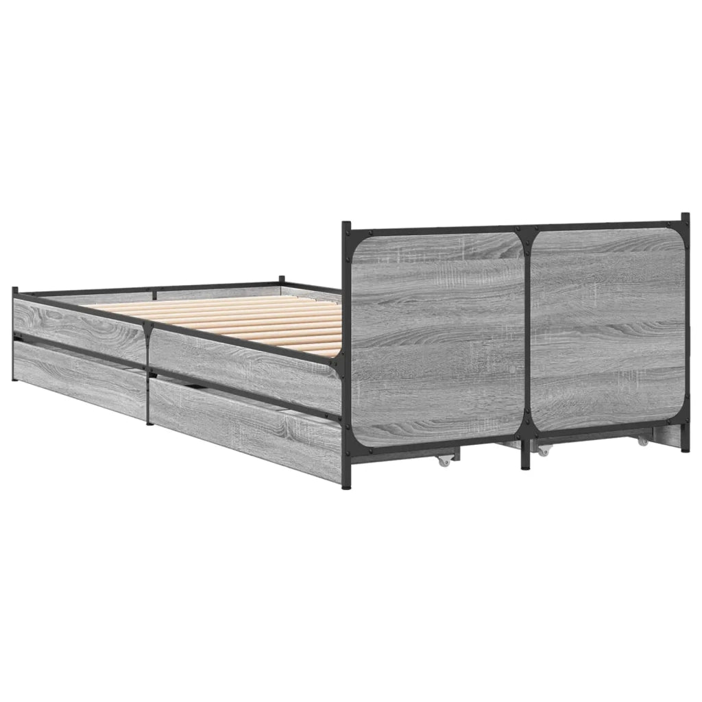 Struttura letto con testata con ruota Sonoma grigio 80 x 200 cm 3429696