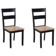 Set di 2 sedie da pranzo in stile cottage con schienale a doghe in legno di gomma Nero e chiaro