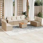Set Divano da Giardino 9 pz con Cuscini Beige in Polyrattan 3224525