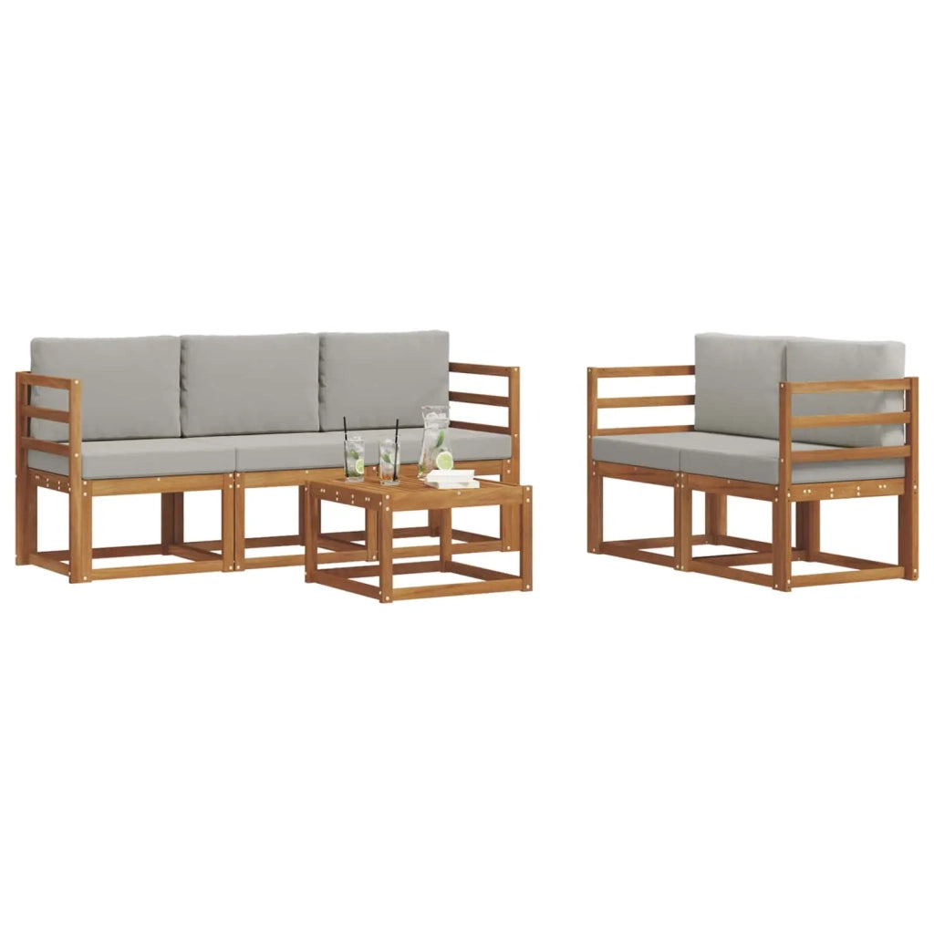 Set di divani da esterno 6 pcs Grigio Naturale e Chiaro 3365994