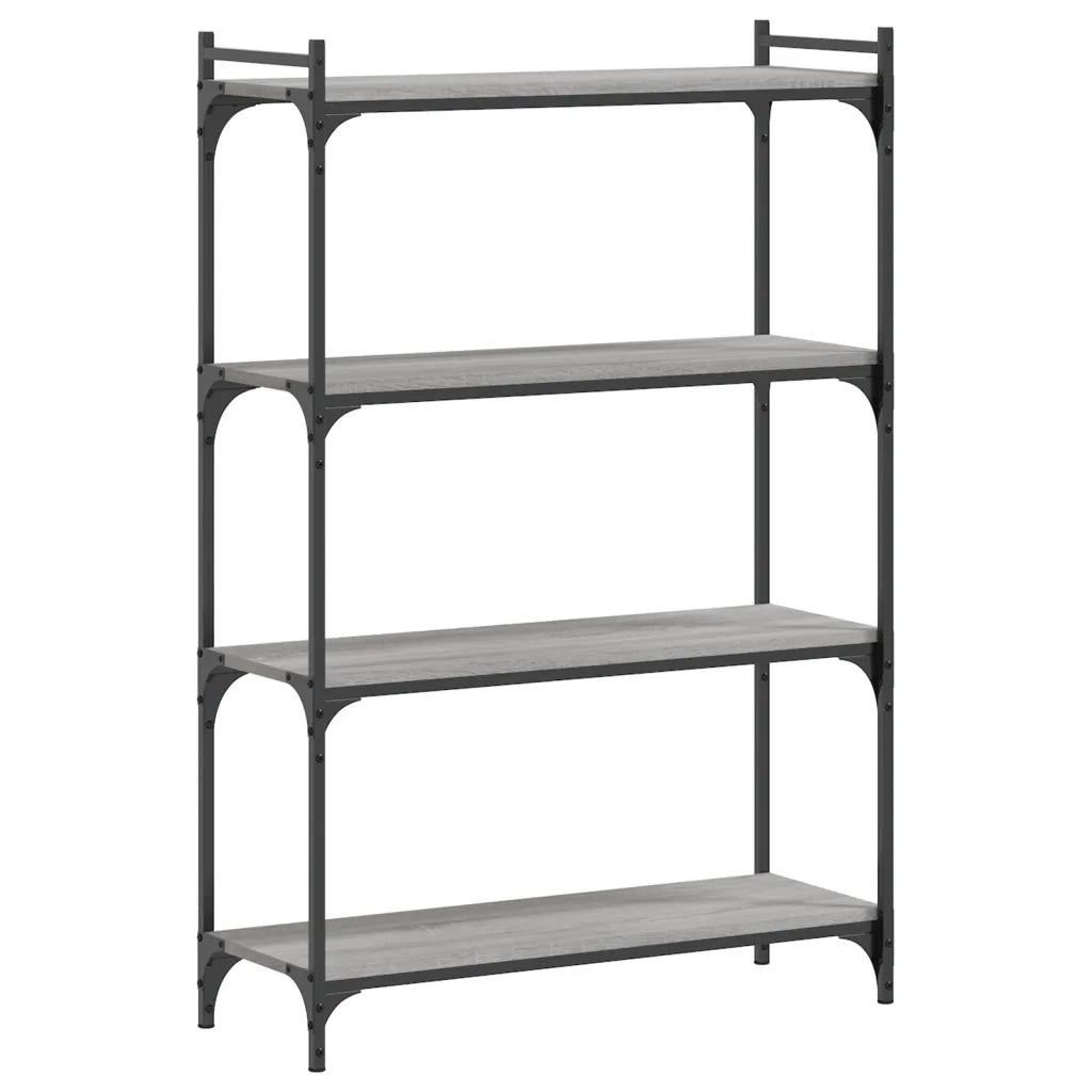 Libreria 4 Ripiani-Scaffale per Libri-Mobile di Stoccaggio Grigio Sonoma 80x30x120cm Legno Multistrato