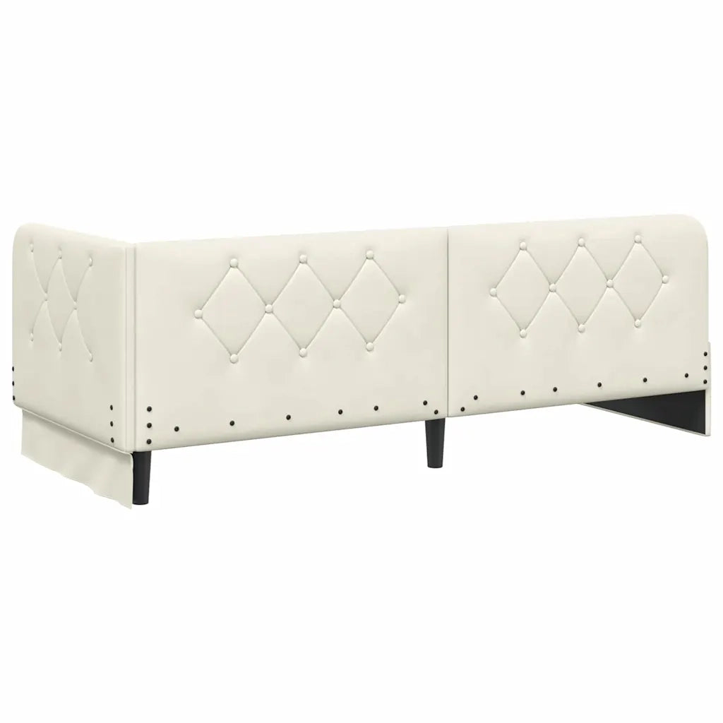 Letto singolo | Letto per adulti | Cornice del letto ad angolo Crema 80 x 200 cm Velluto