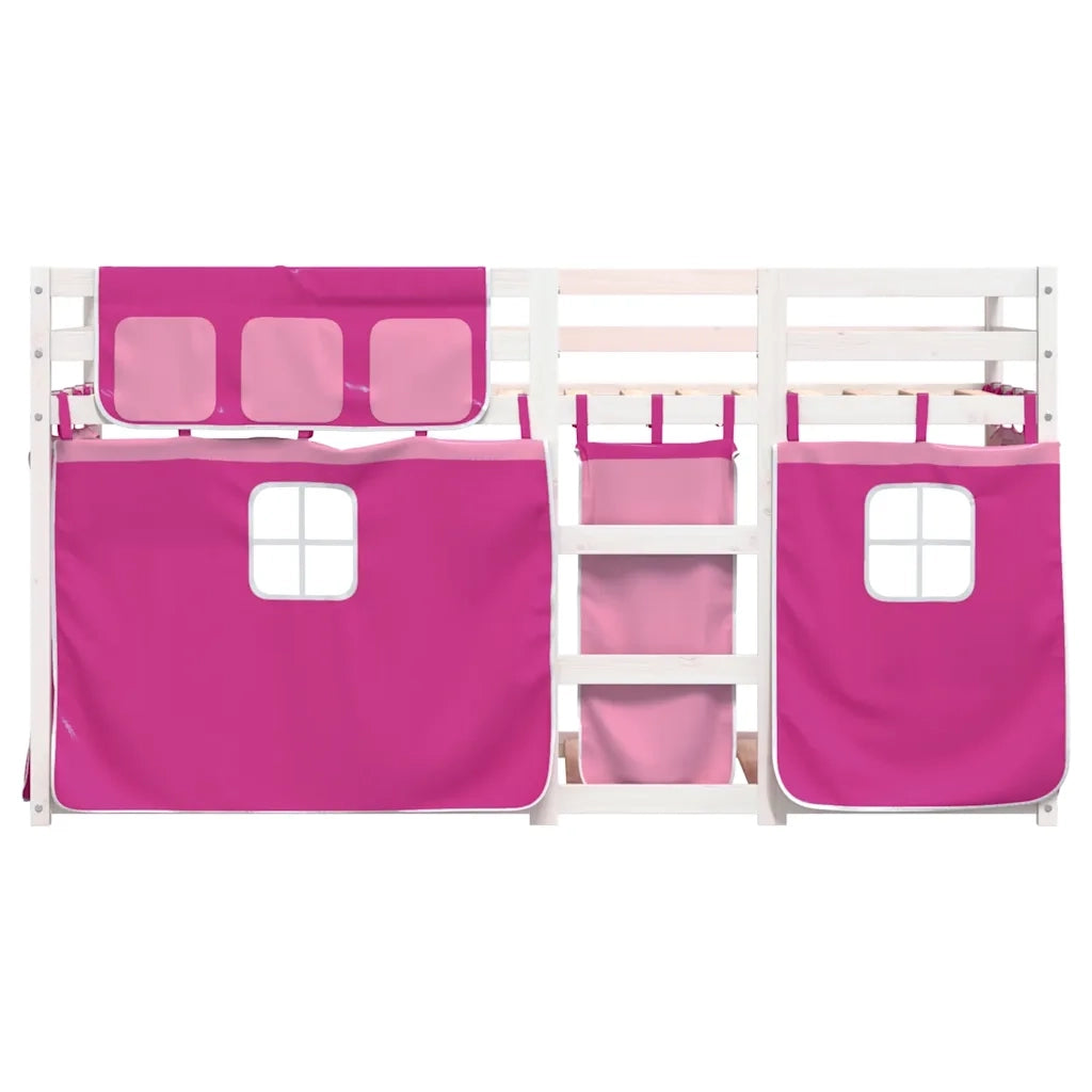 Letto a Castello senza Materasso Rosa 90x200 cm Legno di Pino