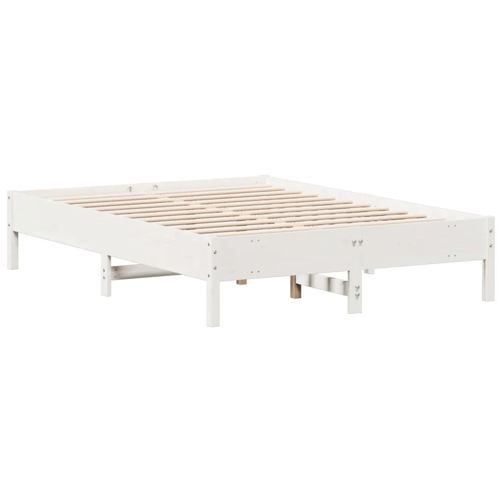 Letto senza Materasso Bianco 135x190 cm Legno Massello di Pino 842719