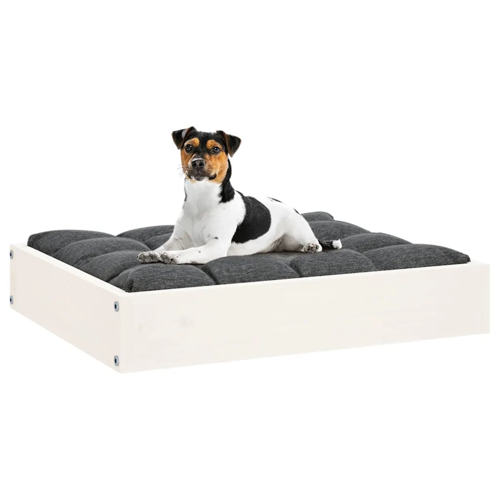 Cuccia per Cani Bianca 51,5x44x9 cm in Legno Massello di Pino 820847