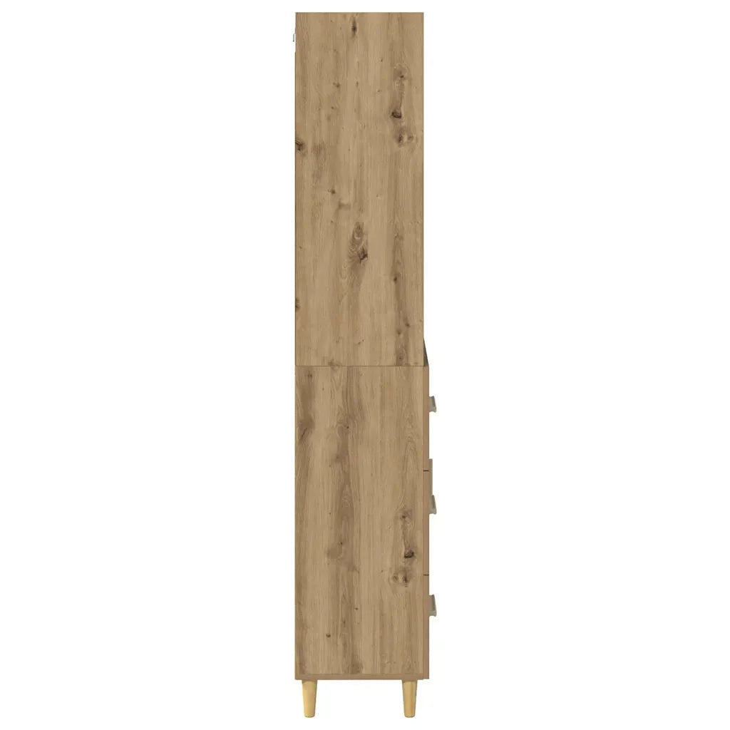 Credenza con Cassetto-Buffet-Armadio da cucina Rovere artigianale 69,5 x 32,5 x 180 cm 833162