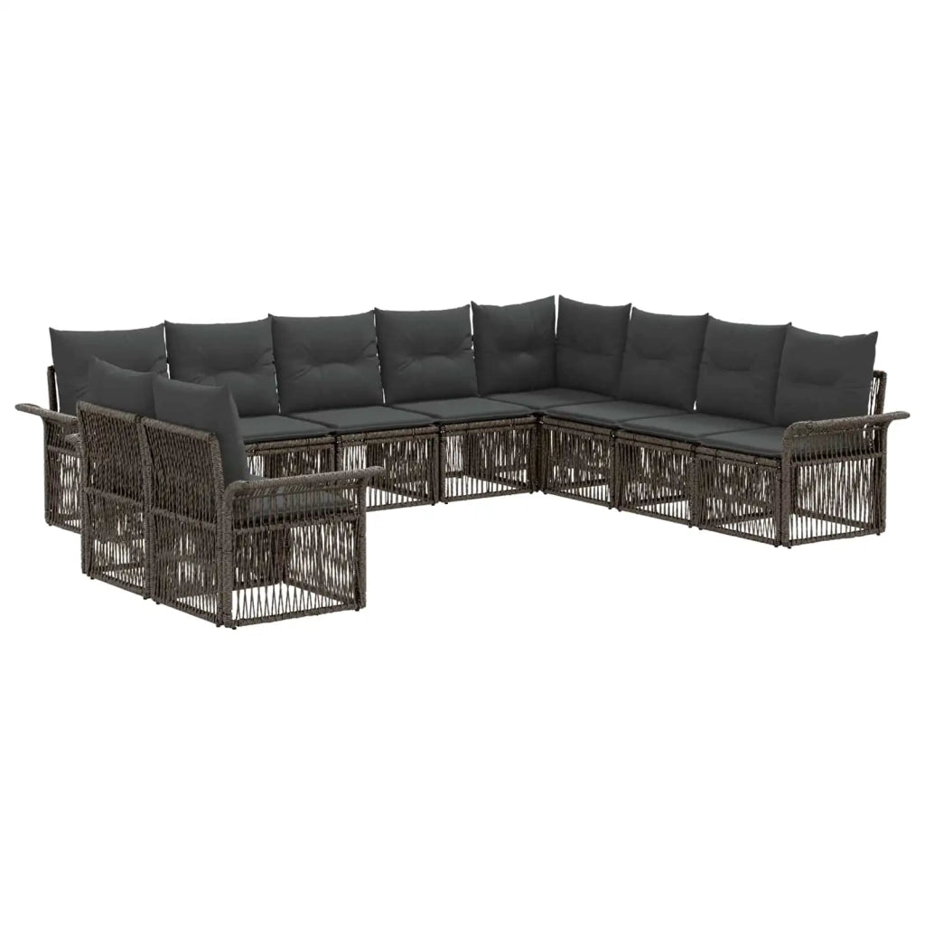 Set Divano da Giardino 10 pcs Grigio polyrattan 3434876