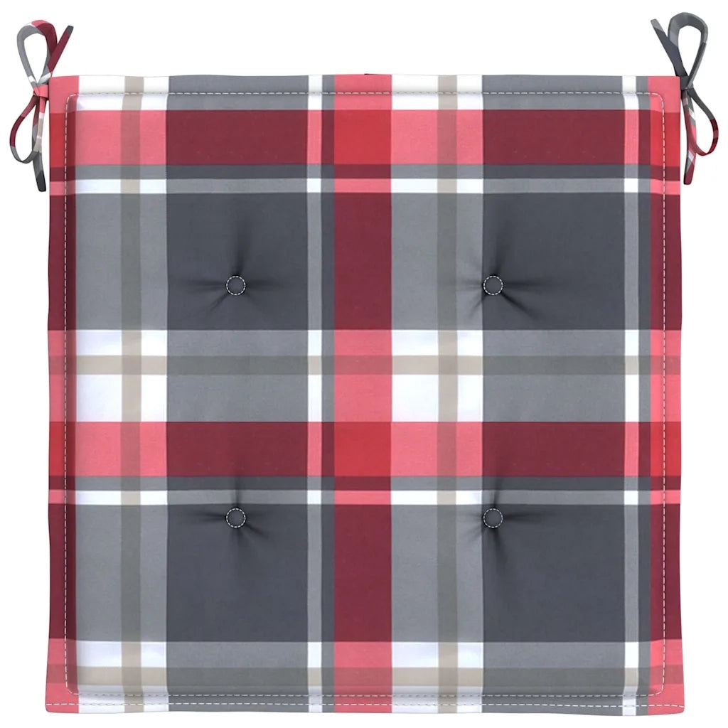 Cuscini per Sedia 6 pz a Quadri Rossi 40x40x3cm Tessuto Oxford 314034