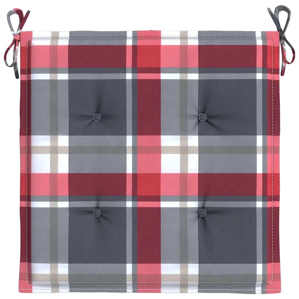 Cuscini per Sedia 6 pz a Quadri Rossi 40x40x4cm Tessuto Oxford 314034