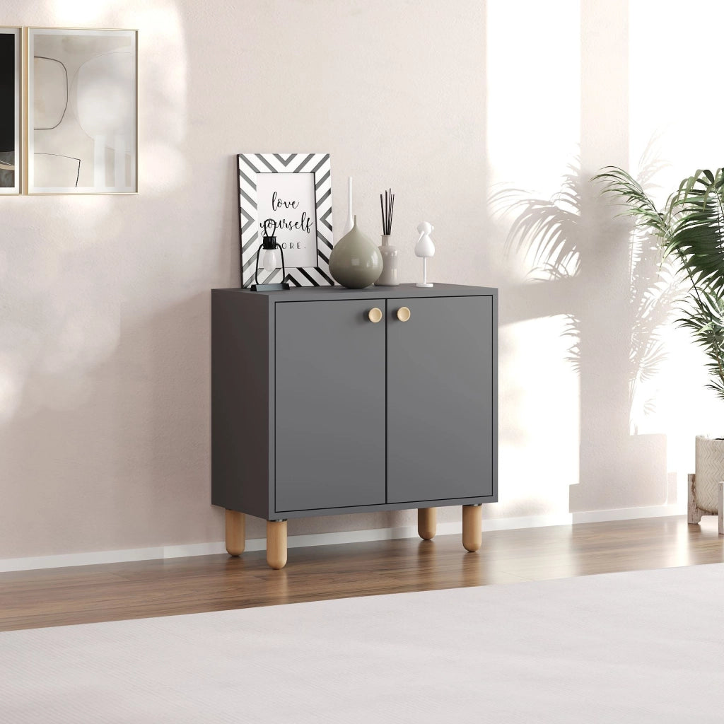 Credenza in legno "Lina" - 72 x 36 x 73 cm - Grigio antracite
