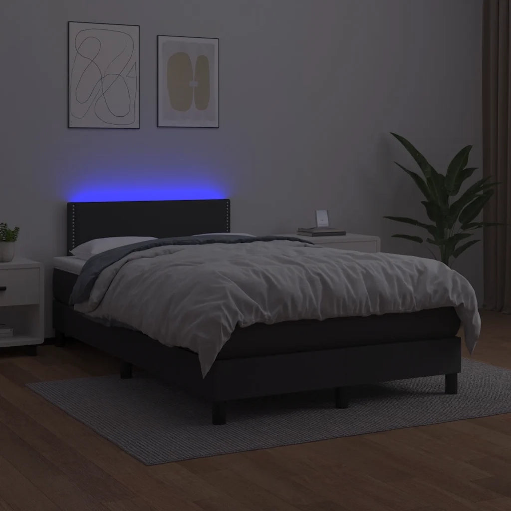 Letto a Molle con Materasso e LED Nero 120x190 cm in Similpelle 3270129
