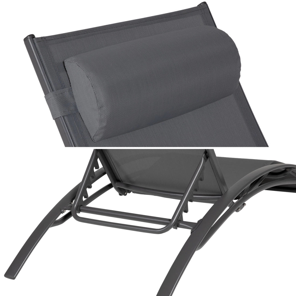 Set di 2 sedie a sdraio GALAPAGOS in textilene grigio - alluminio grigio antracite