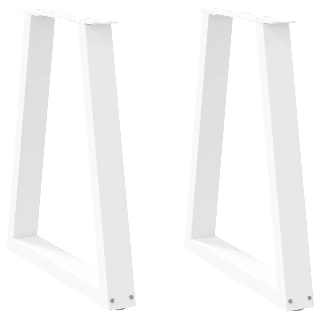 Gambe per tavolo da pranzo a forma di V 2 pz bianche 50x(72-73,3) cm in acciaio