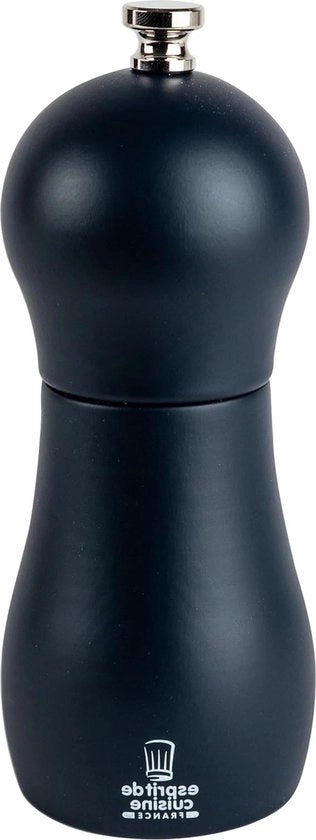 Molitore di Pepe e Sale Ceramico Avventuroso - Regolabile - Progettato Esclusivamente - Realizzato in Francia - Legno Naturale - 15cm - Blu Notte