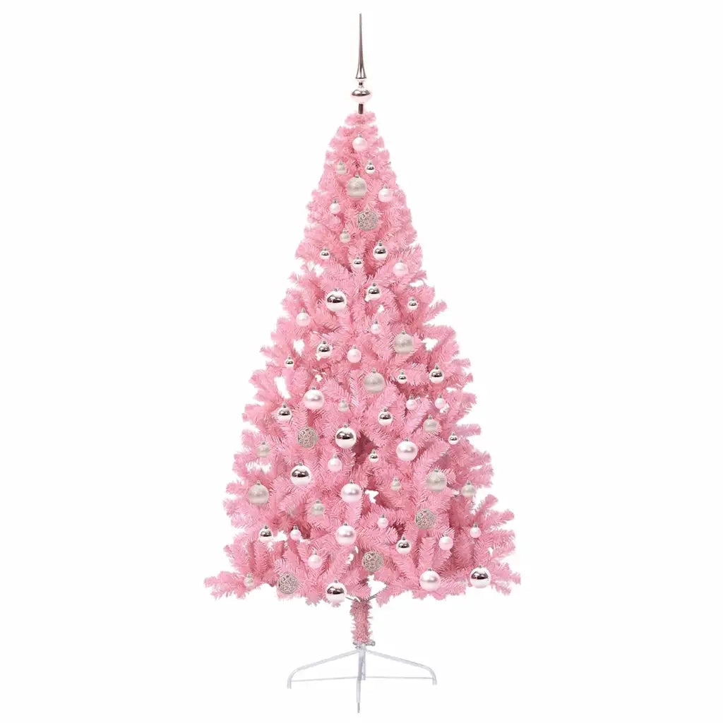 Albero di Natale artificiale con luci integrate Rosa 180 cm PVC