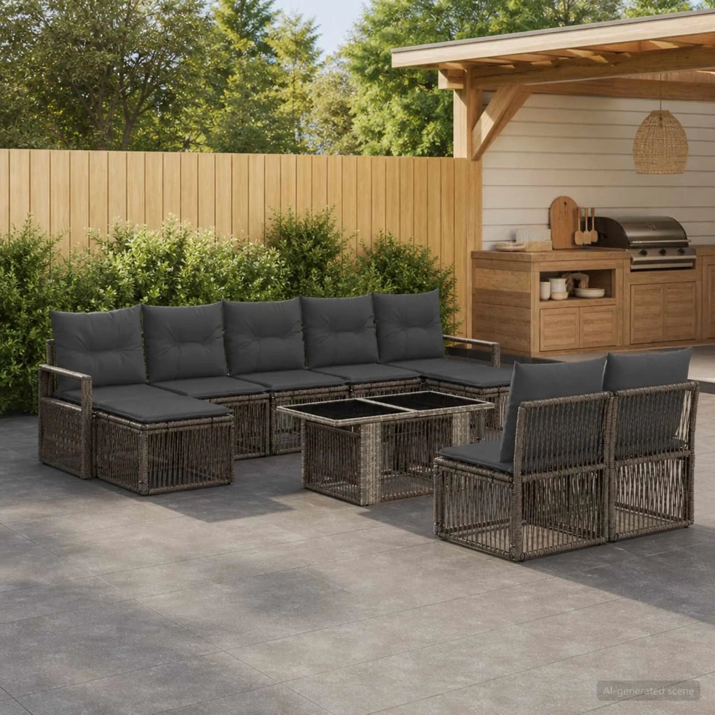 Set Divano da Giardino 10 pz Grigio e Grigio Scuro polyrattan 3437150
