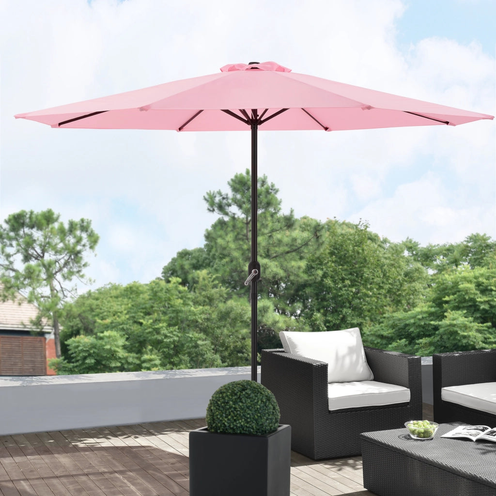 Ombrellone da Giardino Budapest con Palo Centrale e Meccanismo a Manovella 230 x Ø300 cm Rosa Pastello casa.pro