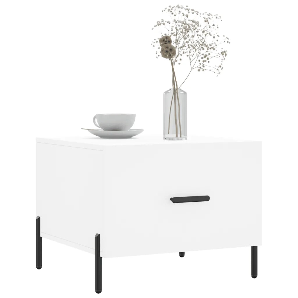 Tavolini da Salotto 2 pz Bianchi 50x50x40 cm Legno Multistrato 829413