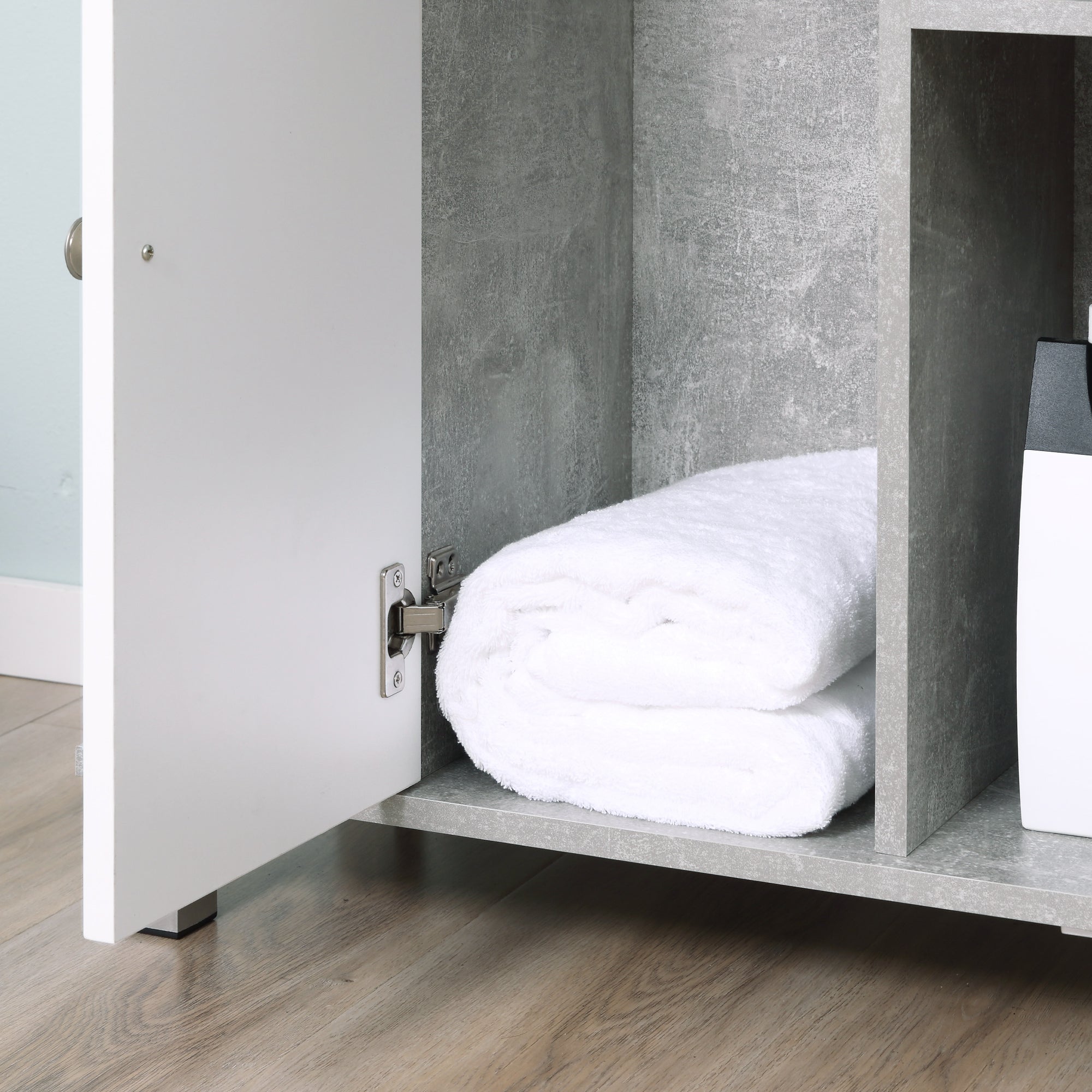 Mobile Sotto Lavabo Bagno 6 Ripiani 1 Anta 60x30x68 cm in Legno Grigio