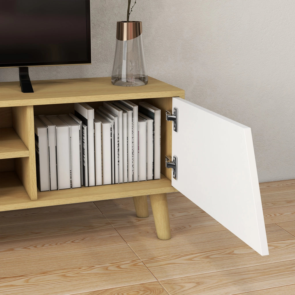 Mobile TV Scandinavo ¨C Xylo ¨C 2 Ante 2 Ripiani Passacavi 150x30x42cm Bianco