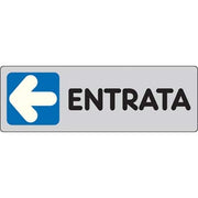 TARGA SEGNALETICA ADESIVA ENTRATA SX - VINILE CM 15X5- 10 pezzi