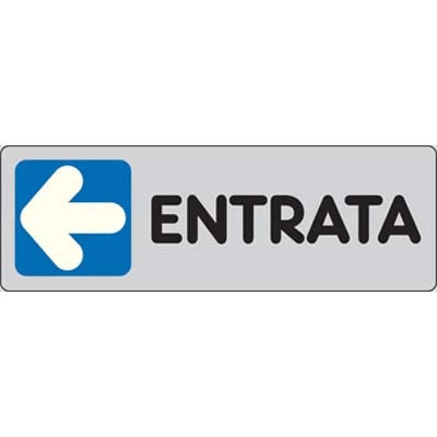 TARGA SEGNALETICA ADESIVA ENTRATA SX - VINILE CM 15X5- 10 pezzi