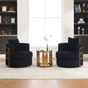 Poltrona girevole 360° in corduroy con vano contenitore; 76x79x78 cm; nero