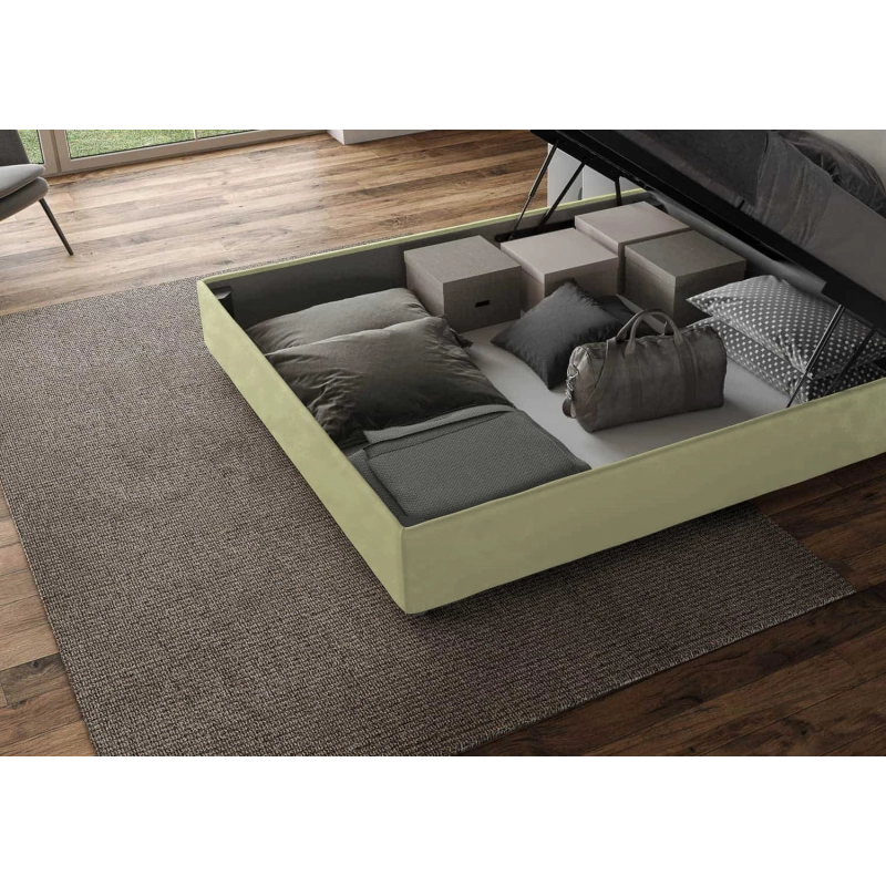 Letto imbottito Matrimoniale 160x190 cm Sleeper - Contenitore,Microfibra,Tè verde