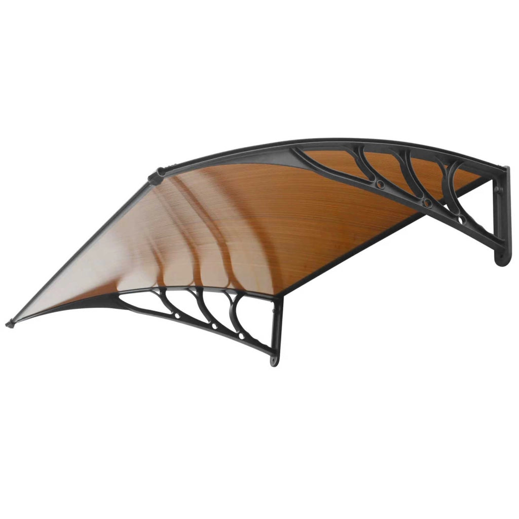 Arcadia - Pensilina da esterno per porte e finestre in PP e policarbonato 120x80 cm, nera con vetro fumè