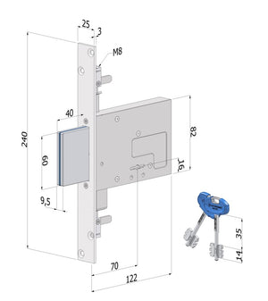 SECUREMME SERRATURA 2033 INFILARE DOPPIAMAPPA MM.60
