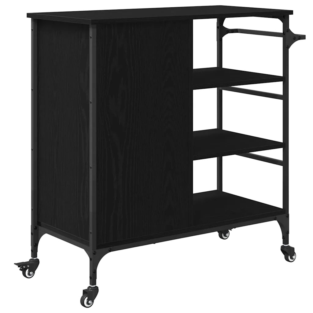 Carrello da Cucina Rovere Nero 87,5 x 39 x 84,5 cm 871665