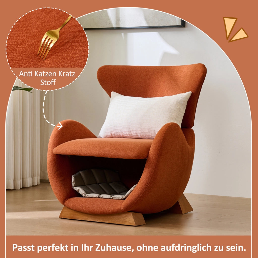 Poltrona lounge rosso mattone con cuccia per animali