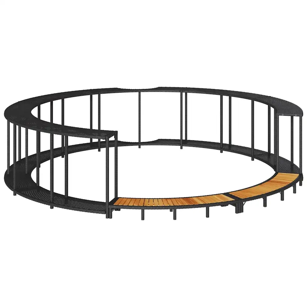 Bordo per Vasca da Spa con Portaoggetti&Gradino Polyrattan Nero CFW5826697