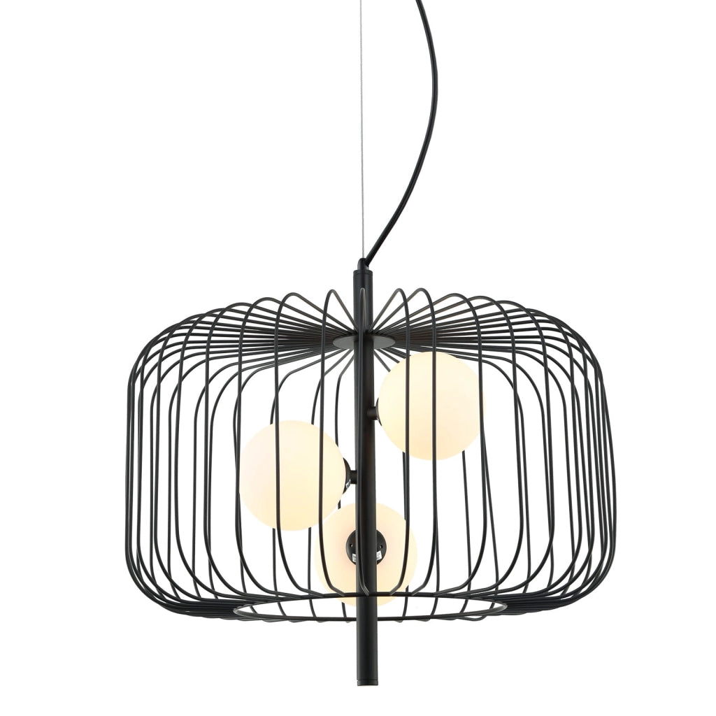 Lampadario Italux Daren moderno nero vetro 3 luci G9