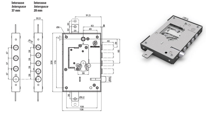 SECUREMME SERRATURA 25 S/CUORE INT.37 DXX PORTE BLINDATE