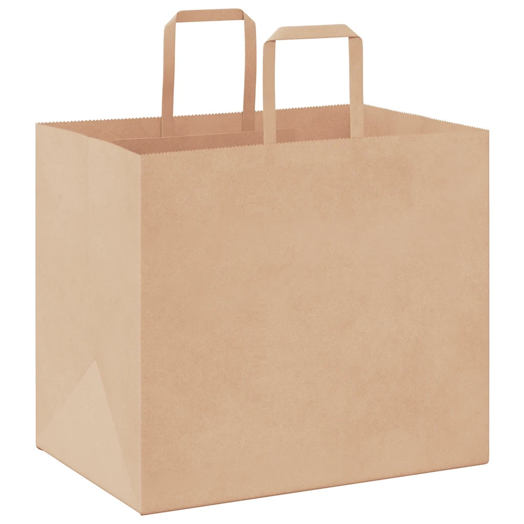 Sacchetti di Carta 250 pz con Manici Marrone 32x22x28 cm