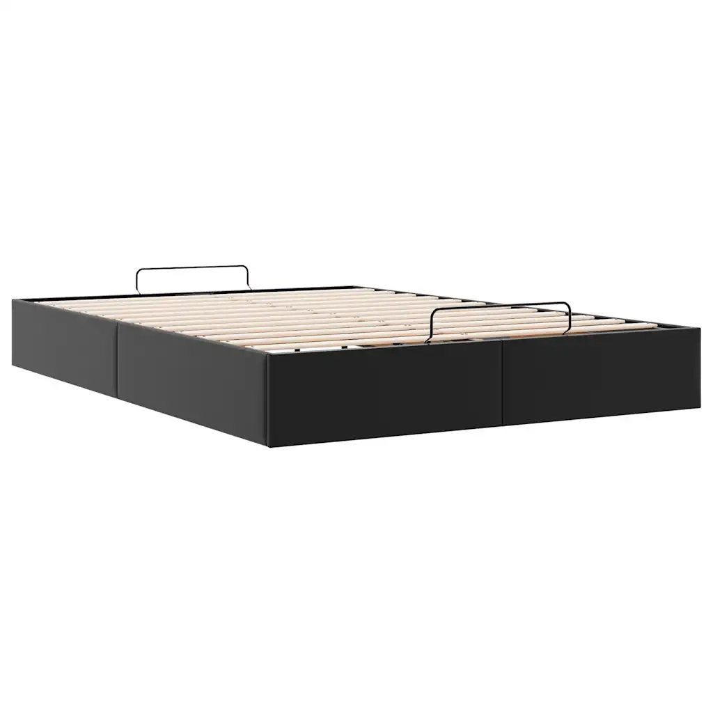 Struttura Letto Pouf senza Materasso Nero 140x200 cm Similpelle