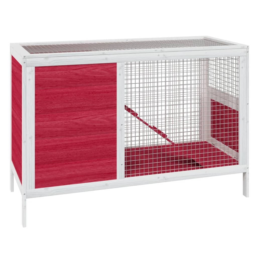 Conigliera rossa 103 x 44 x 69,5 cm in legno massello di pino Rosso 02_0041958