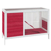 Conigliera rossa 103 x 44 x 69,5 cm in legno massello di pino Rosso 02_0041958