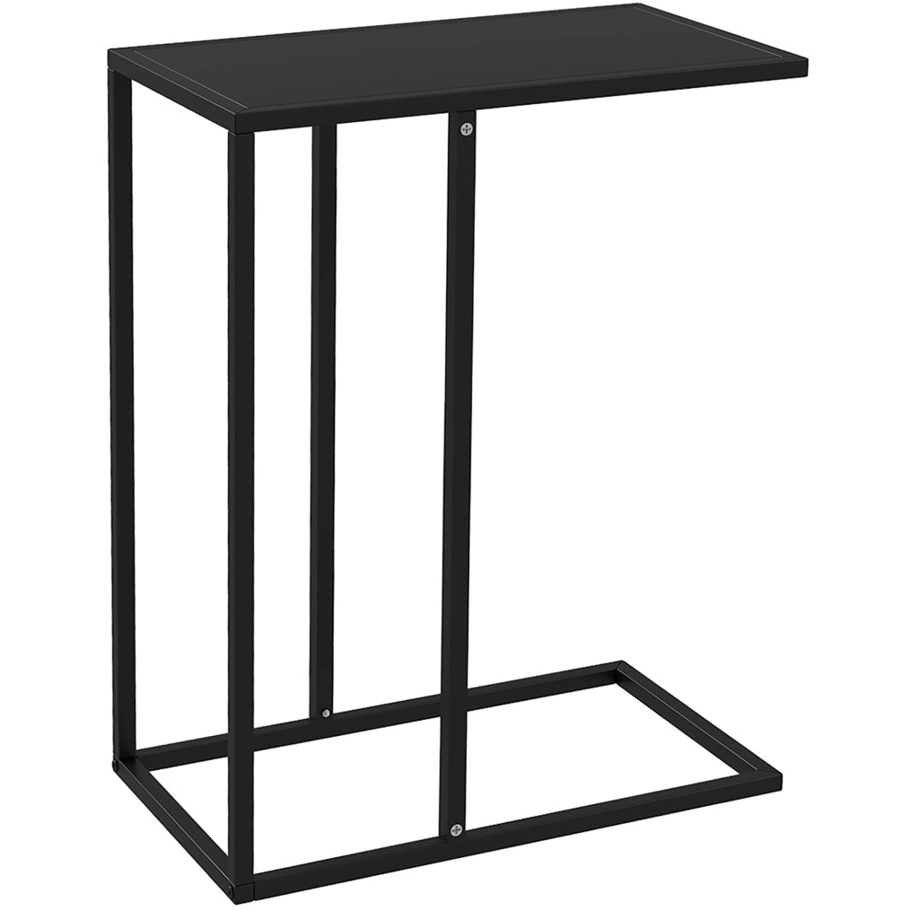 Tavolino a C 46x26x60 cm in acciaio nero per letto e divano