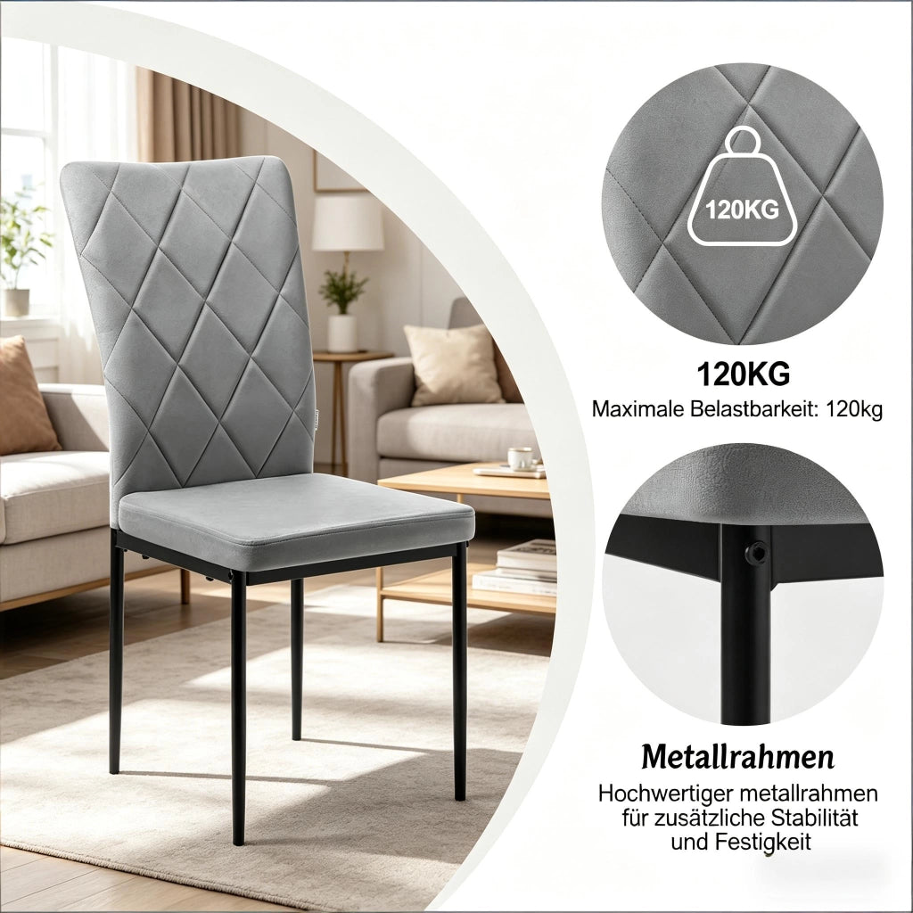 SEDIA DA PRANZO IMBOTTITA 42 x 94,5 x 59 cm Velluto Grigio Scuro Set da 4 pezzi