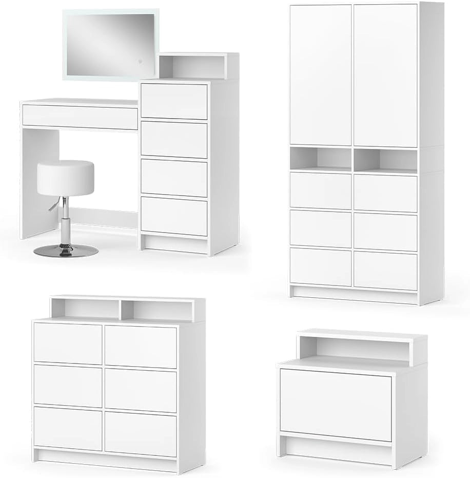 comodino camera da letto Nara, Bianco, 50.2 x 46.4 cm