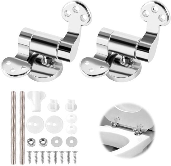 Scharniere di chiusura per toilette, set di sostituzione per sbarre di chiusura, set di fissaggio per coperchio di toilette con softclose, sbarra di chiusura sostitutiva con materiale di fissaggio, compatibile con la maggior parte delle sedute di toilette