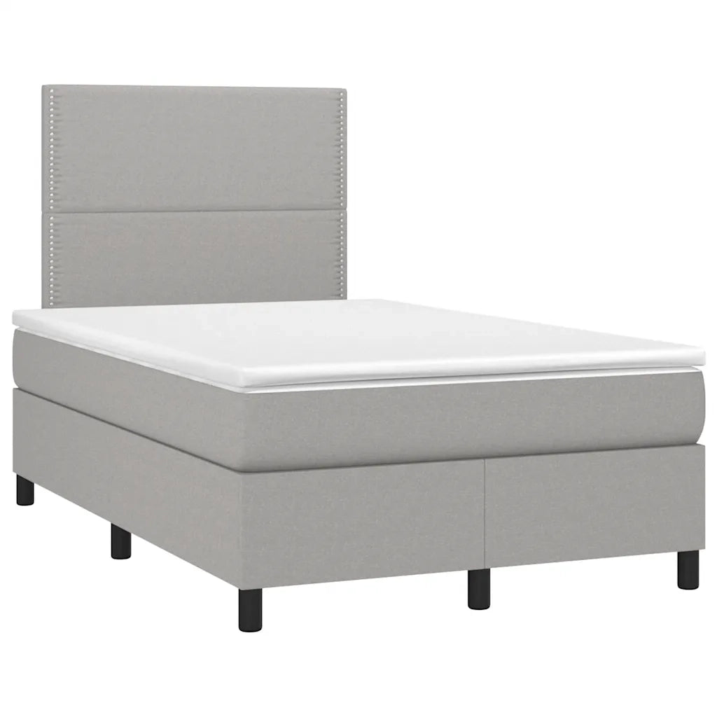 Letto a Molle Materasso e LED Grigio Chiaro 120x190 cm Tessuto 3270190