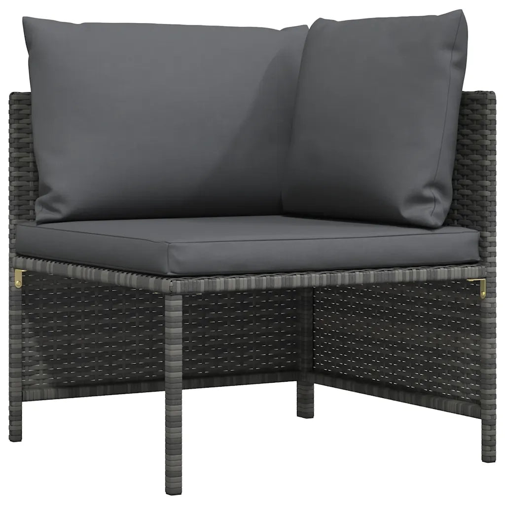 Divano ad Angolo Modulare con Cuscini in Polyrattan Grigio cod mxl 61280