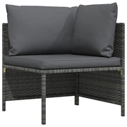 Divano ad Angolo Modulare con Cuscini in Polyrattan Grigio cod mxl 61280