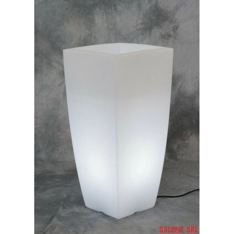 VASO HOME LIGHT QUADRO BIANCO CON LUCE GIARDINO ARREDO ESTERNO