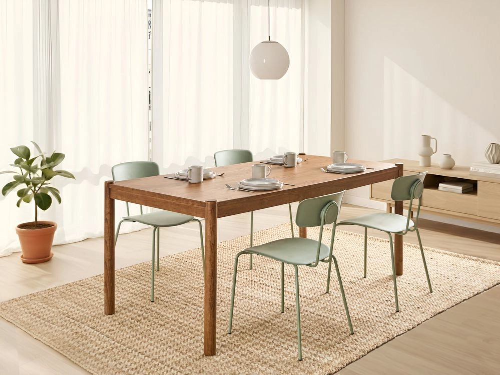 Tavolo da pranzo impiallacciato in legno di quercia scura MDF Gambe in legno di olmo 180 x 90 cm Piano rettangolare impiallacciato